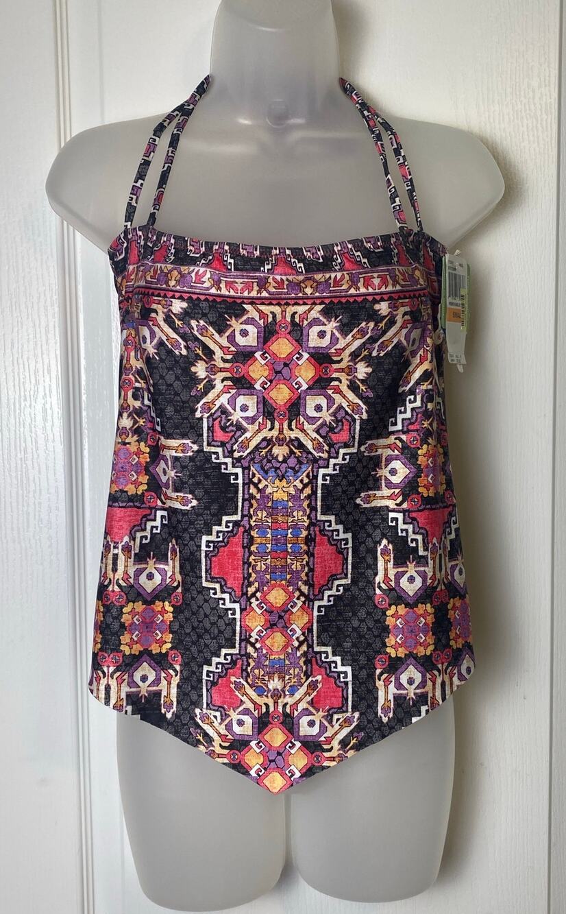Becca Women's Cozumel Handkerchief Hem Tankini Swim Top Size Small NWT